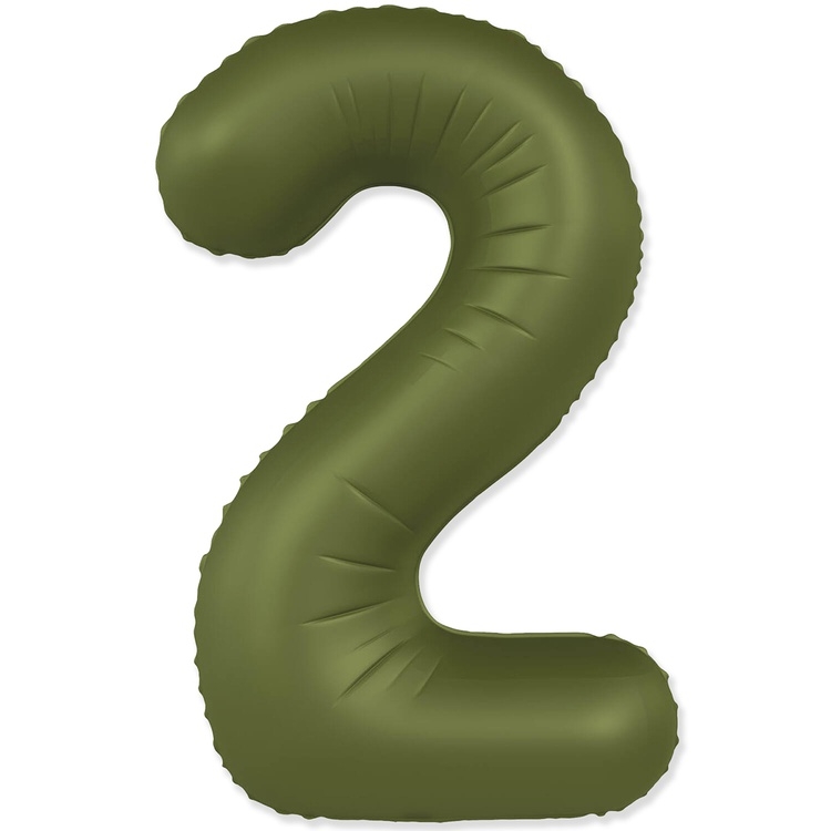 Шар Цифра "2" Slim Оливковый / Olive Green (в упаковке) 